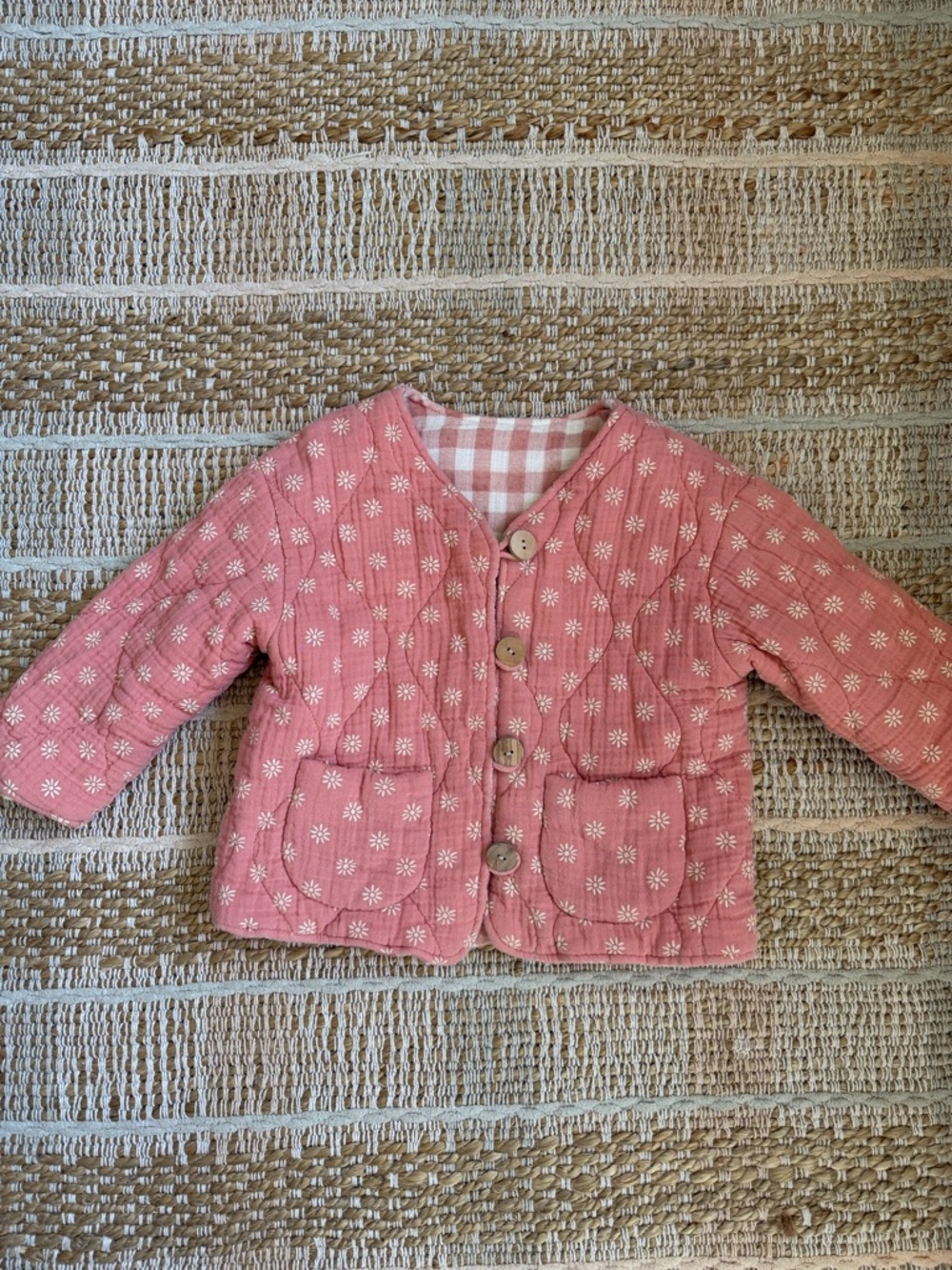 Zara Kids Quilted Pink Daisy Jacket